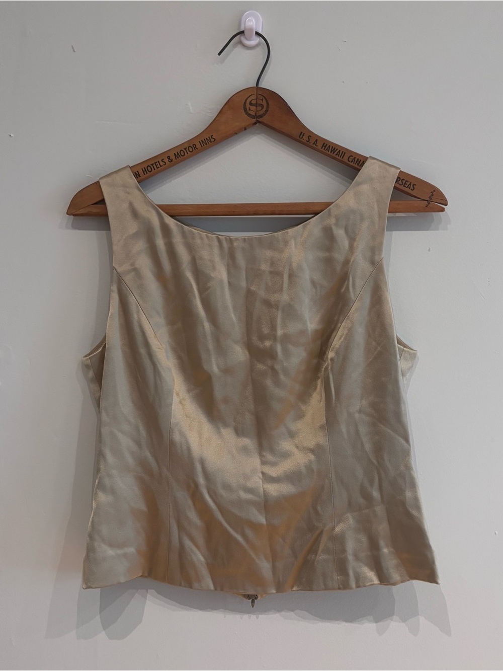 Bill Hamilton Satin Champagne Sleeveless Shell Top size 6